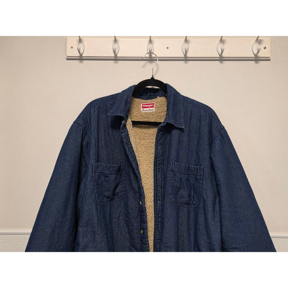 Men's Wrangler Denim‎ Sherpa Jacket Size L Blue - Picture 3 of 6